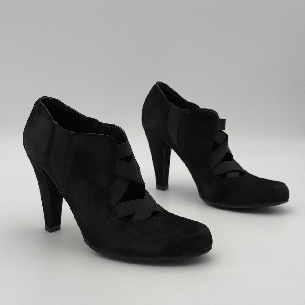 Donald J Pliner Heels‎ Womens 7 Black Italy Leather Suede Classic Evening
